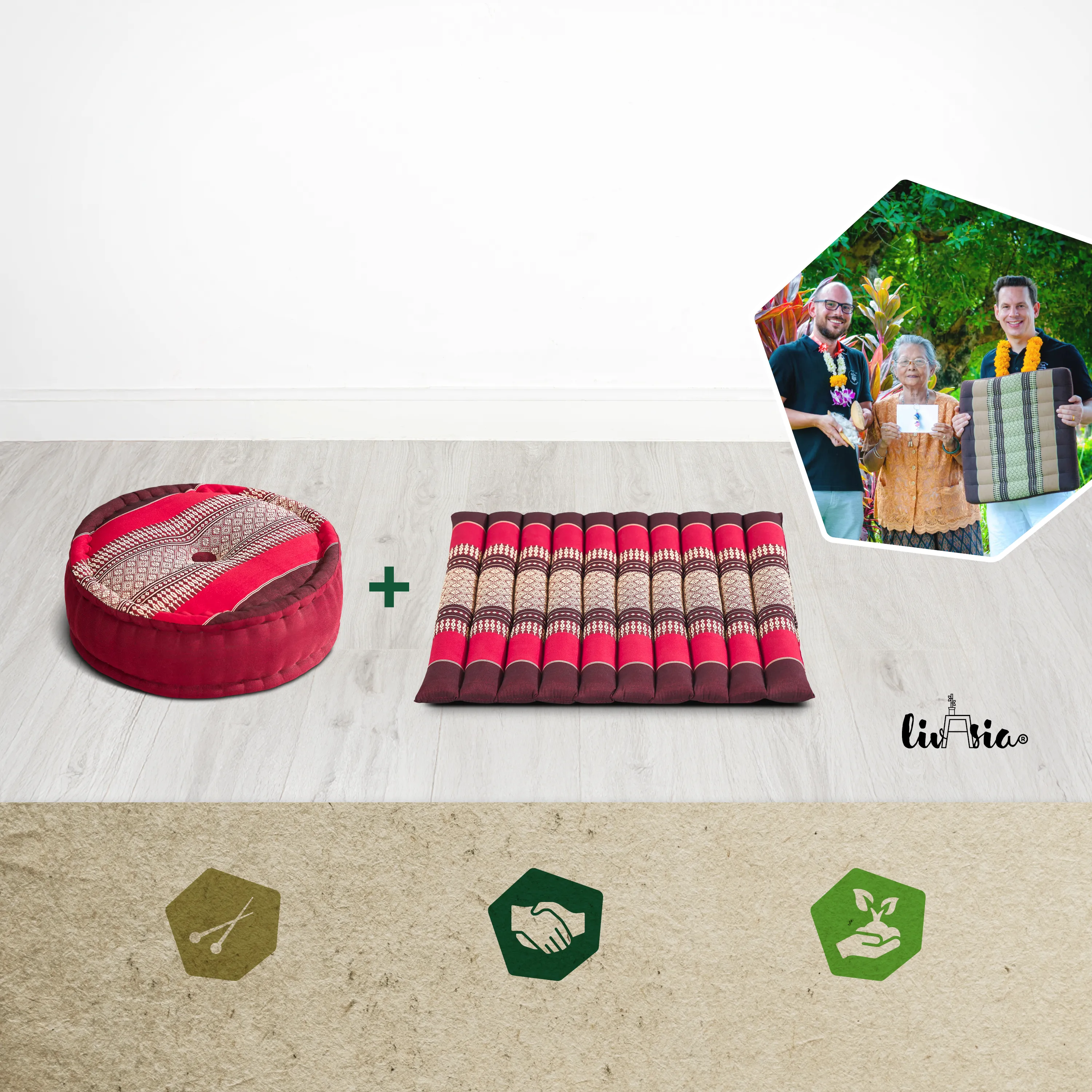 Set de coussins de méditation en kapok L