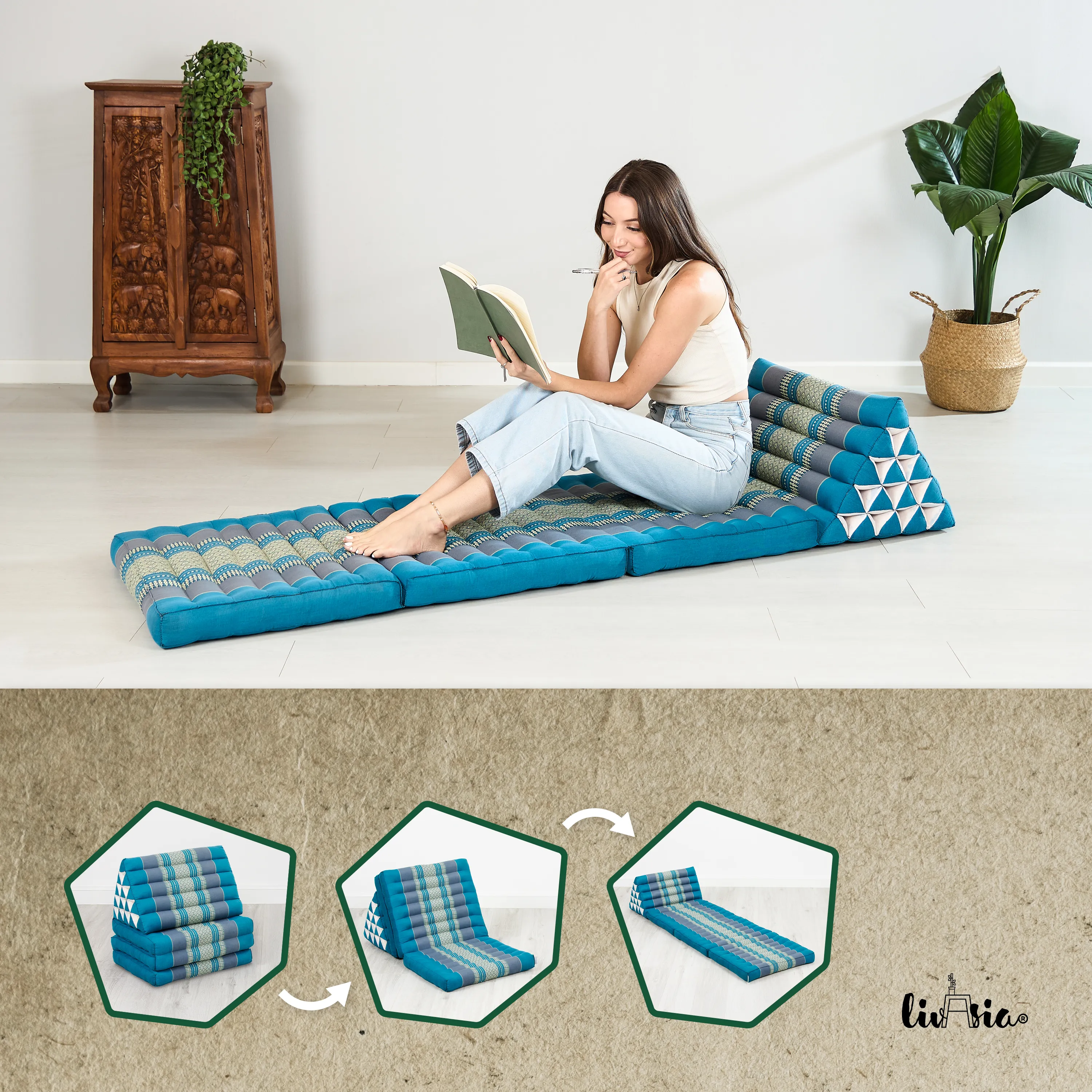 Coussin thaï en kapok hauteur XXL