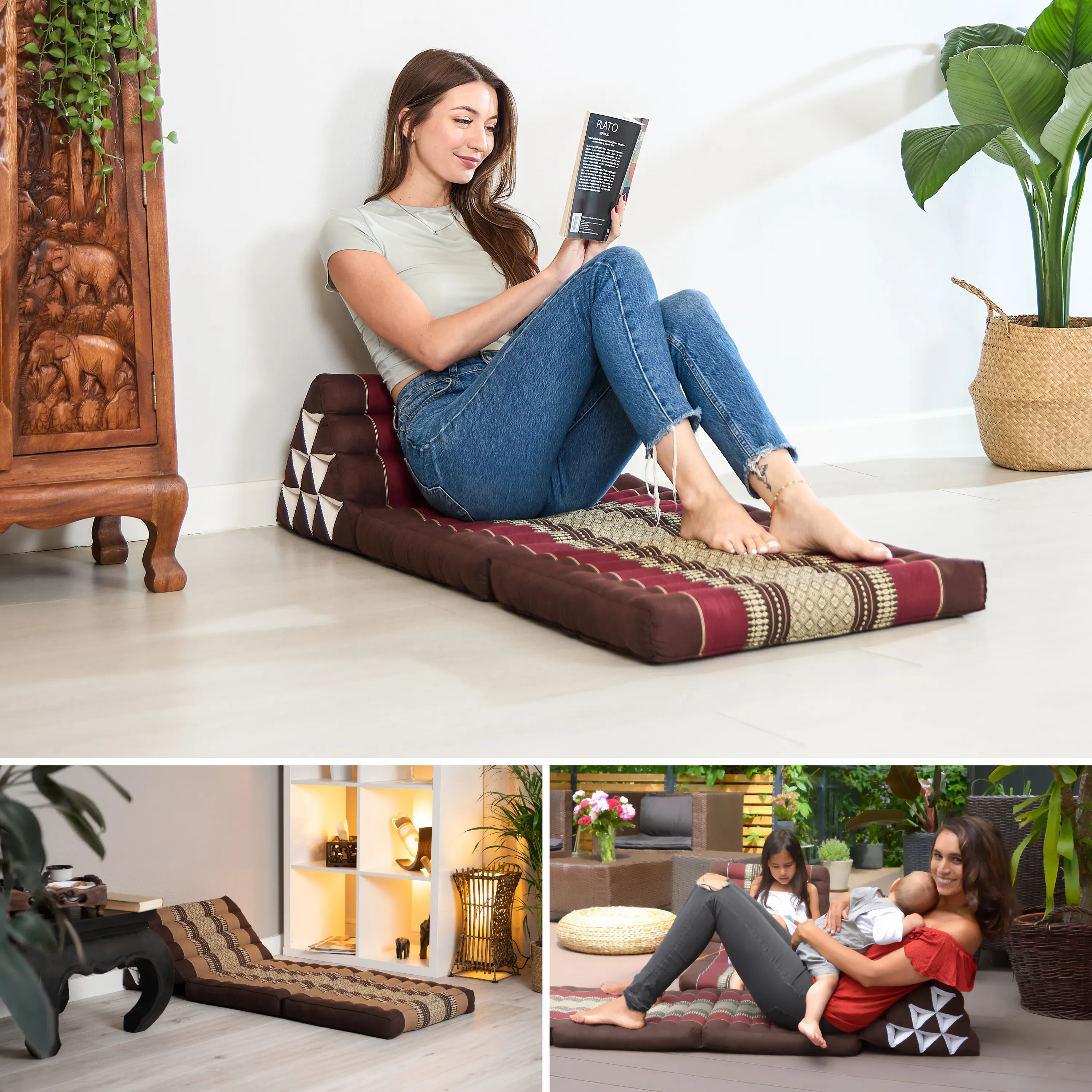 Coussin thaï avec matelas 2 parties en kapok