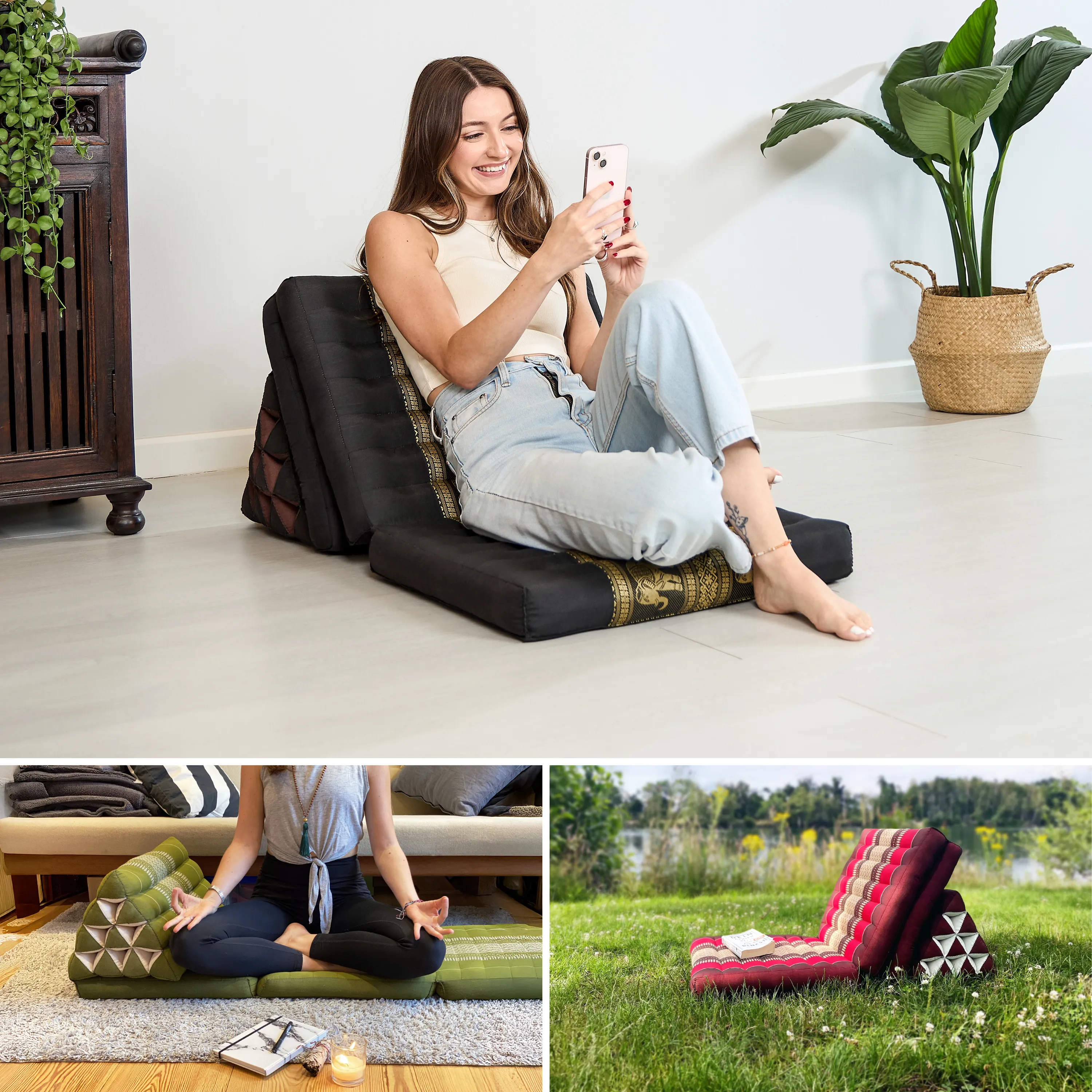 Coussin thaï avec matelas 3 parties en kapok, Deluxe