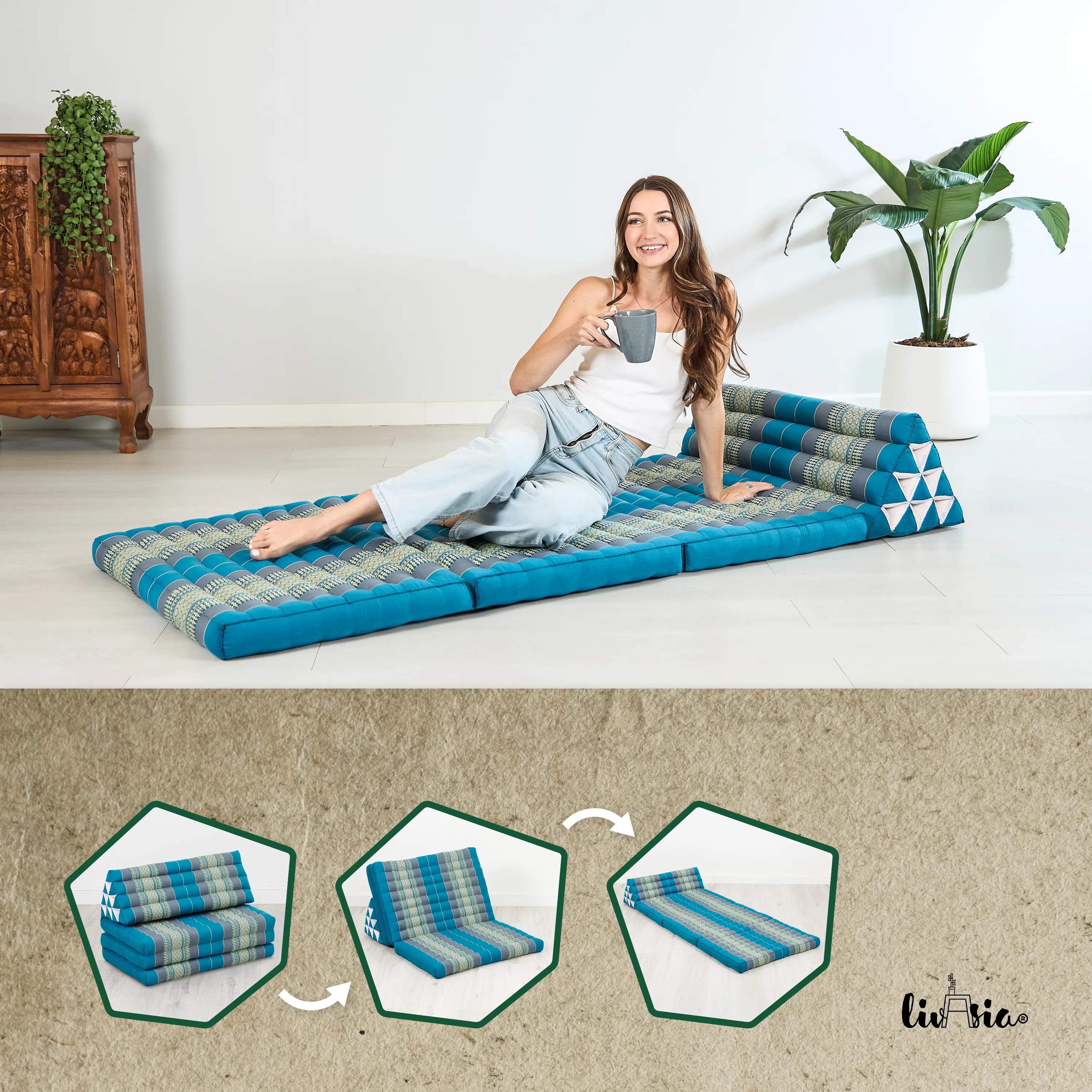 Coussin thaï en kapok largeur XXL