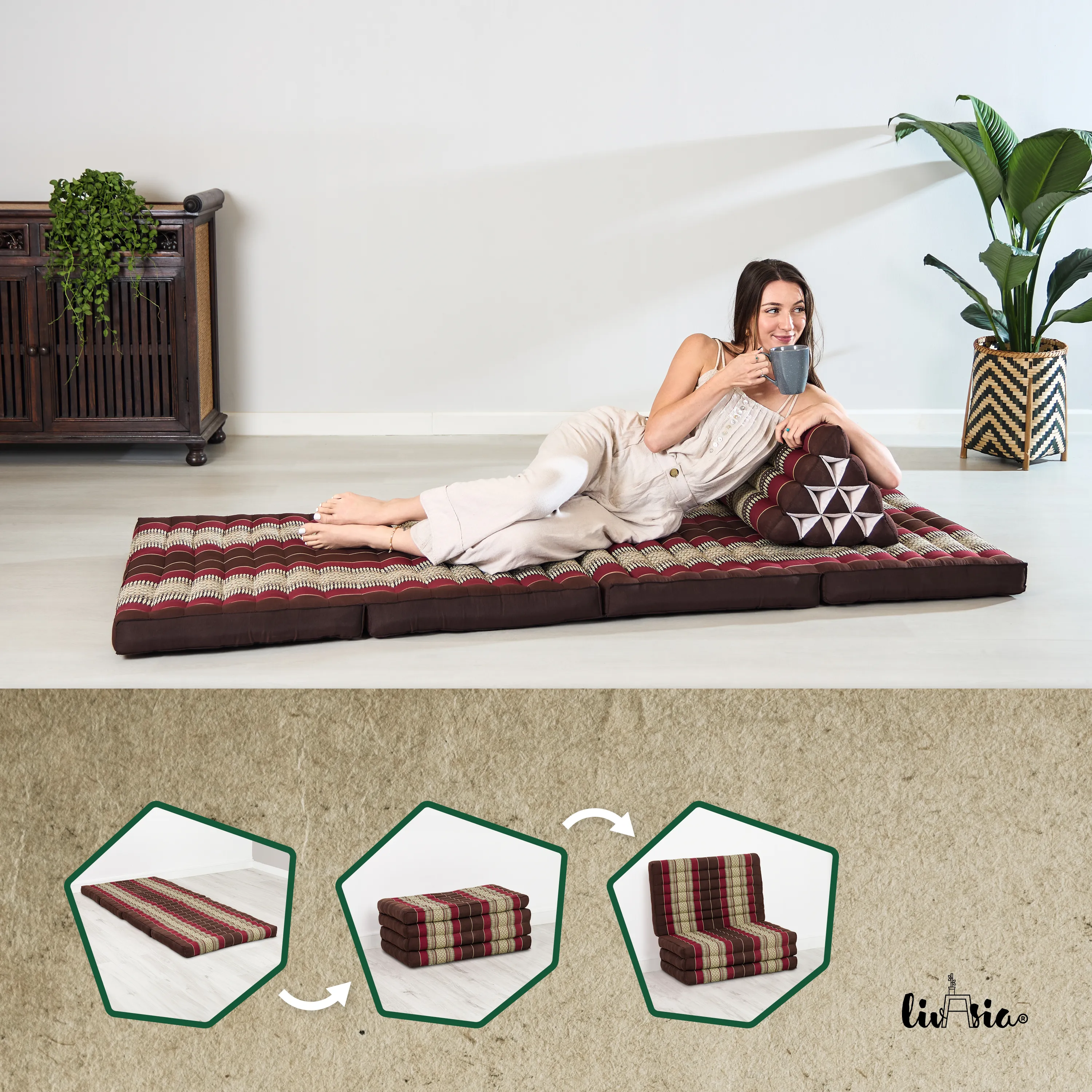 Matelas pliable en kapok, 80 cm de large, Classic