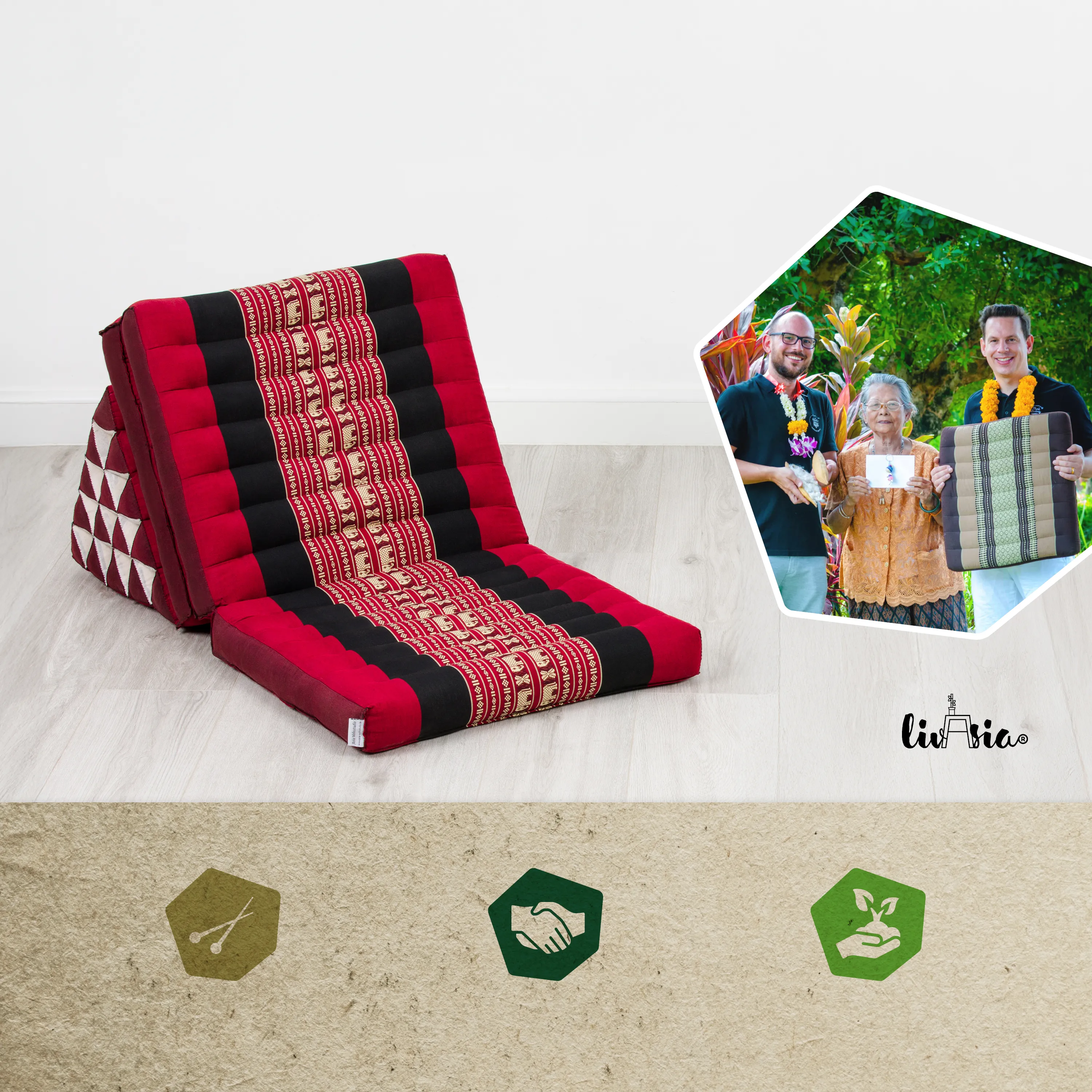 Coussin thaï en kapok hauteur XXL