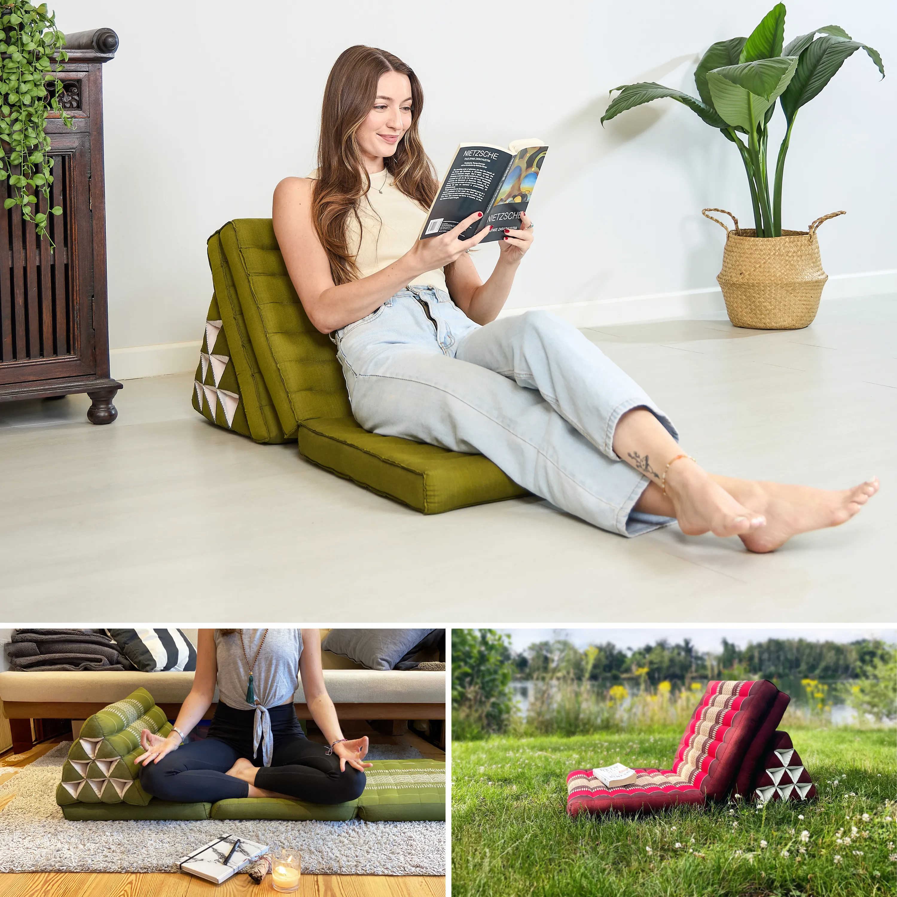 Coussin thaï avec matelas 3 parties en kapok, Basic