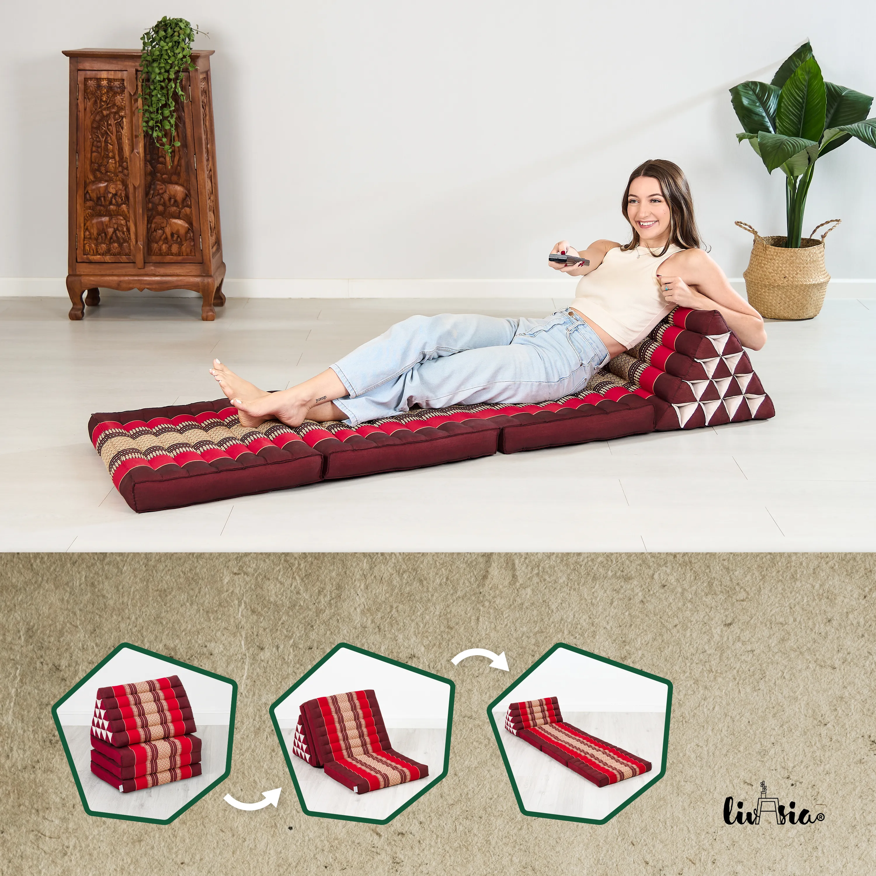 Coussin thaï en kapok hauteur XXL