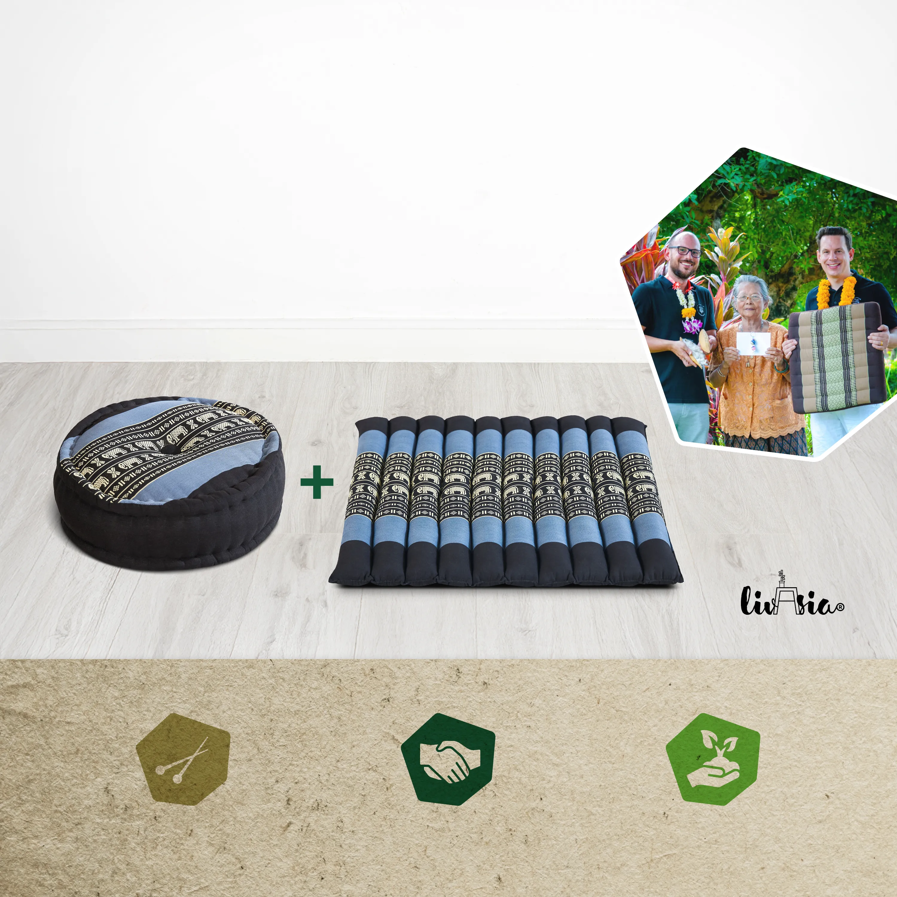 Set de coussins de méditation en kapok L