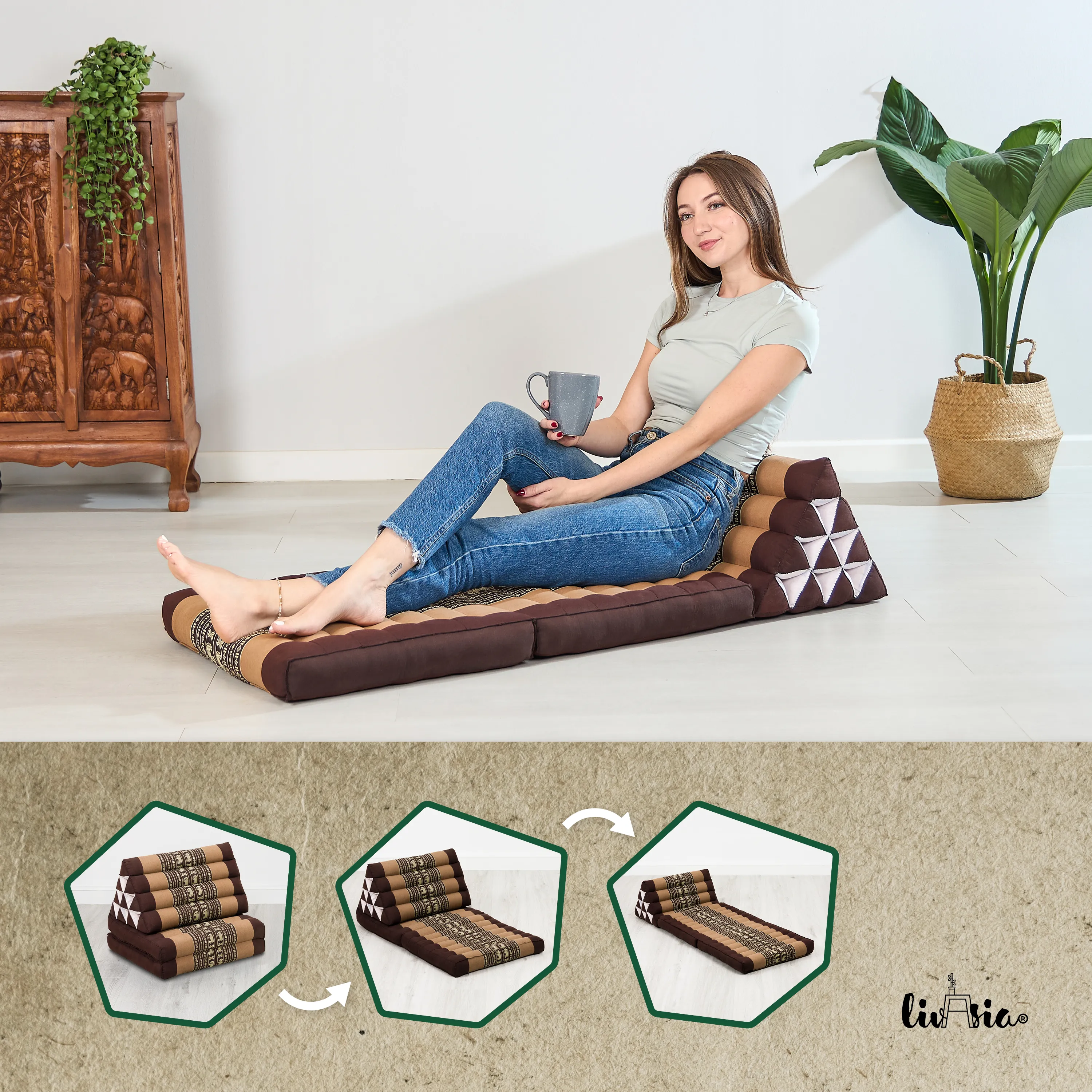 Coussin thaï avec matelas 2 parties en kapok