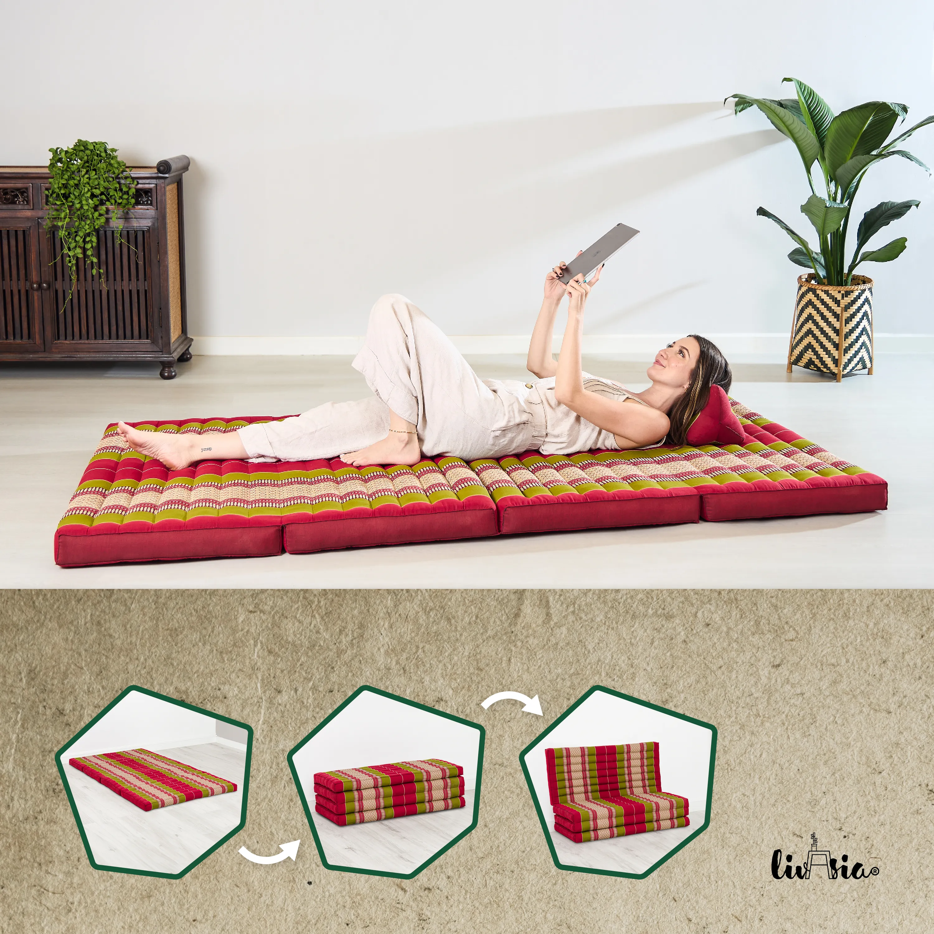 Matelas pliable en kapok, 110 cm de large, Classic
