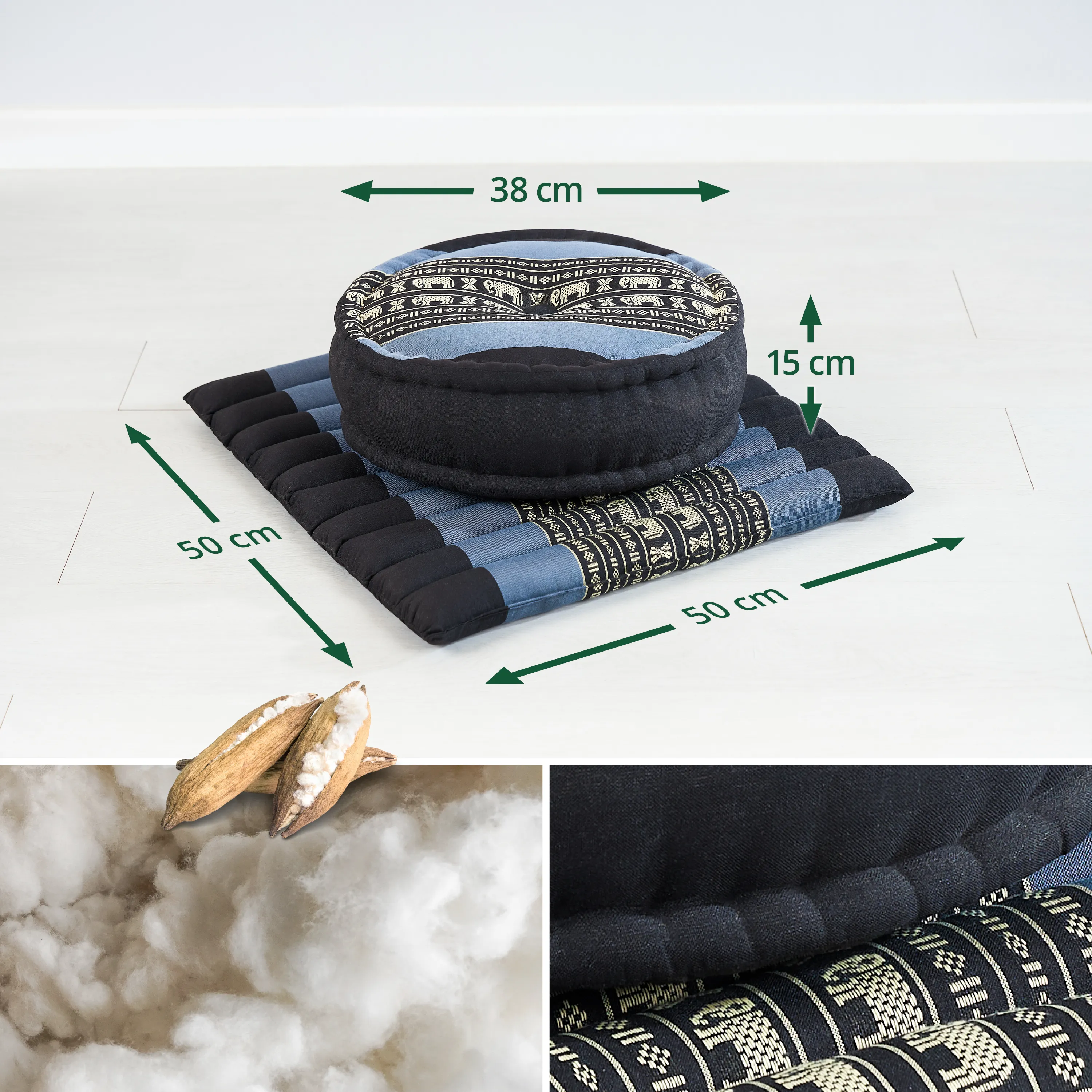 Set de coussins de méditation en kapok L