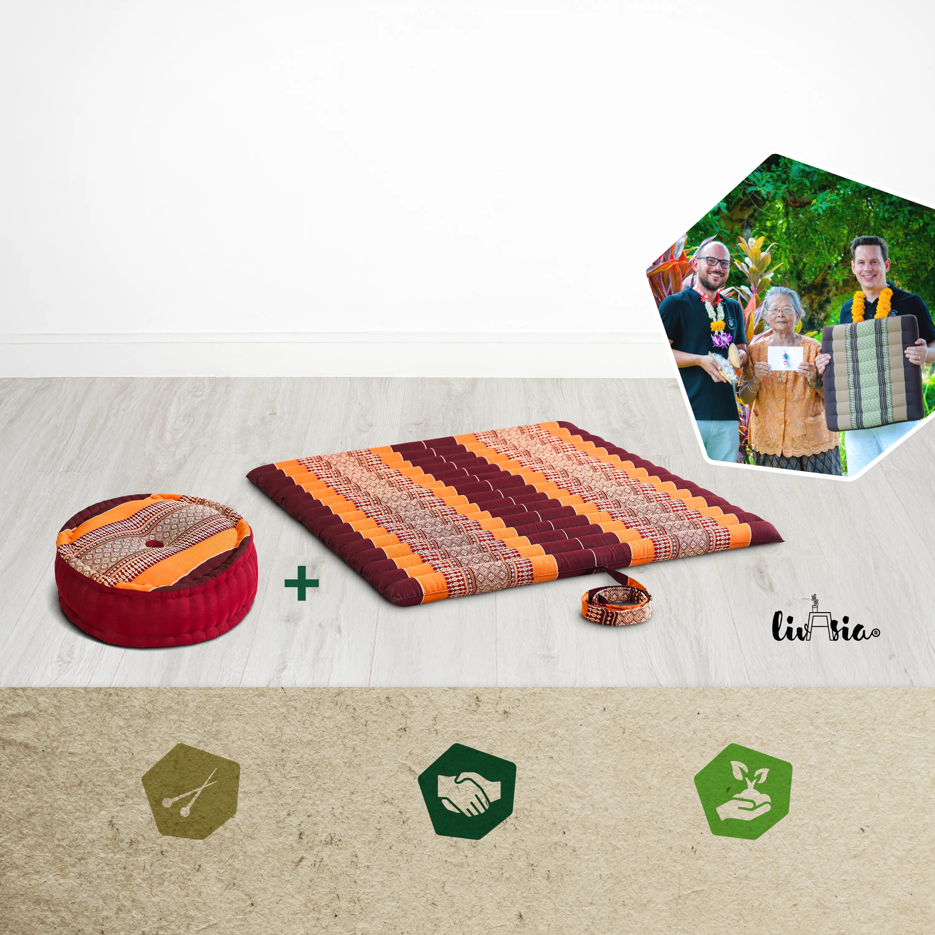 Set de coussins de méditation en kapok XL