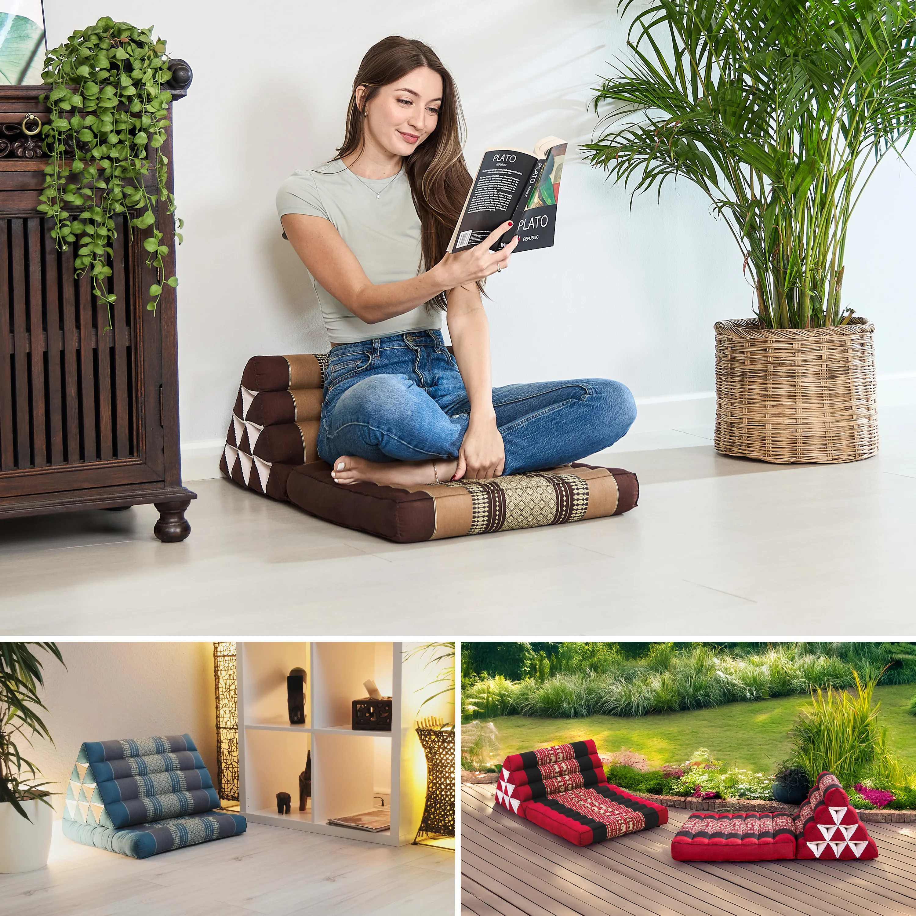 Coussin thaï avec matelas 1 partie en kapok