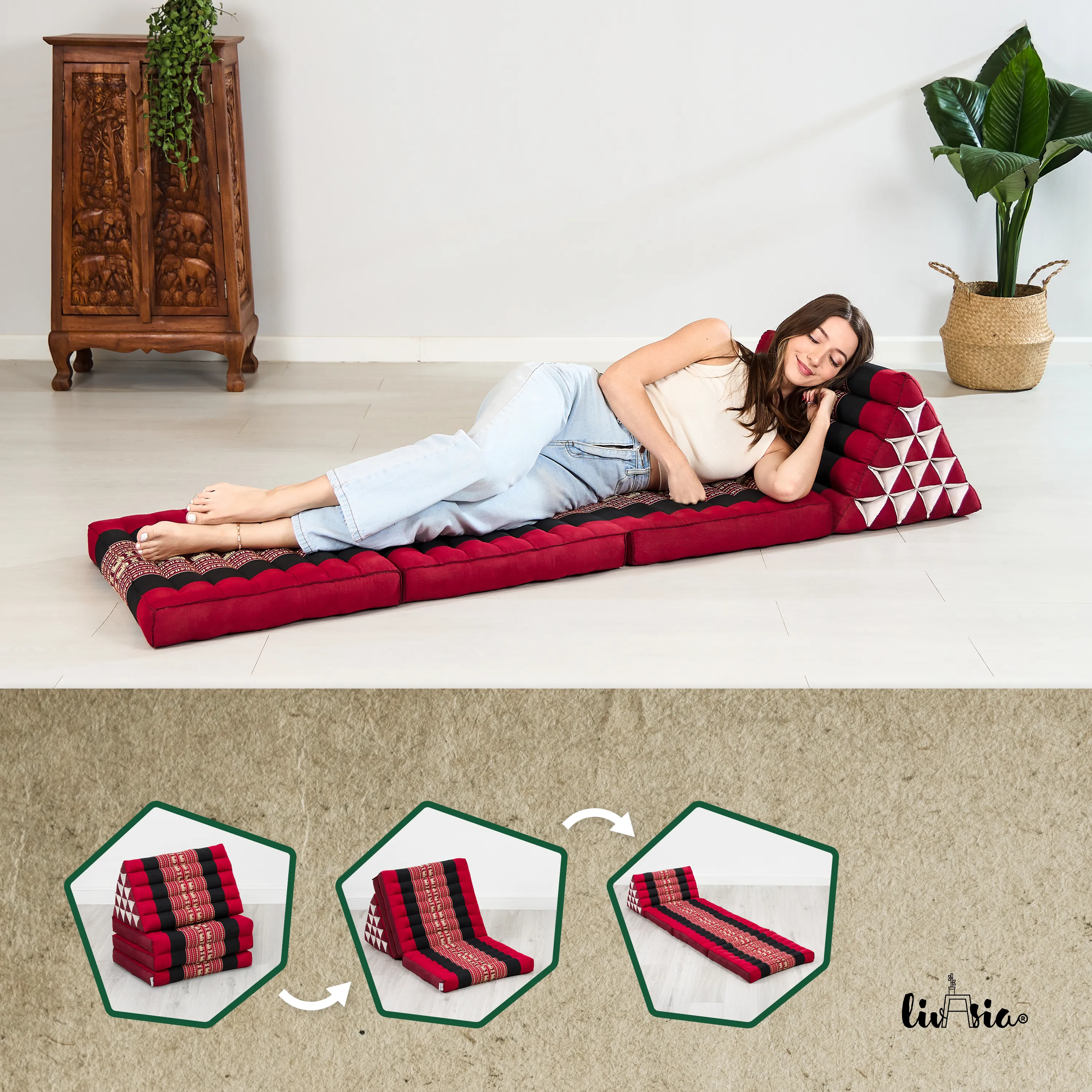 Coussin thaï en kapok hauteur XXL
