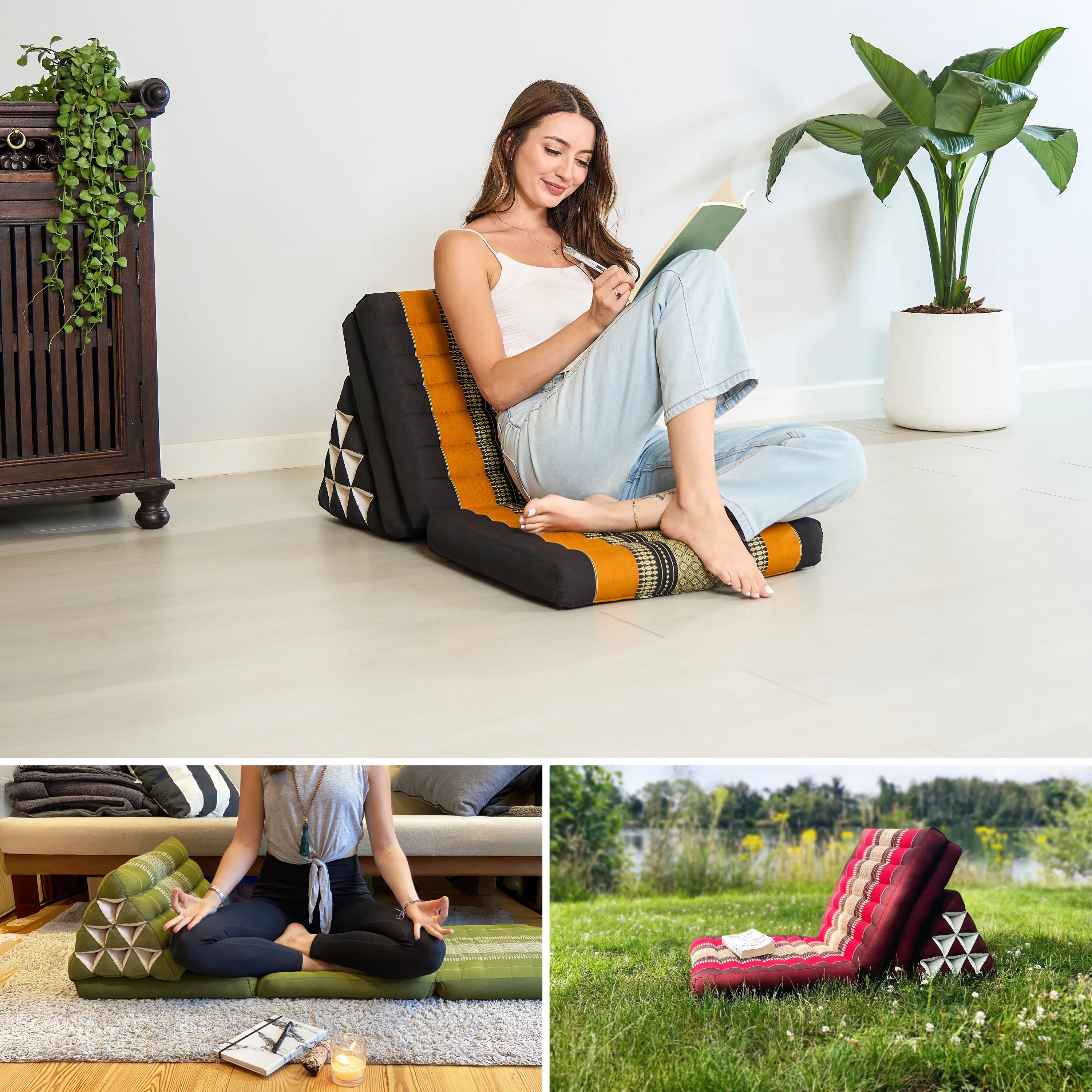 Coussin thaï avec matelas 3 parties en kapok, Classic