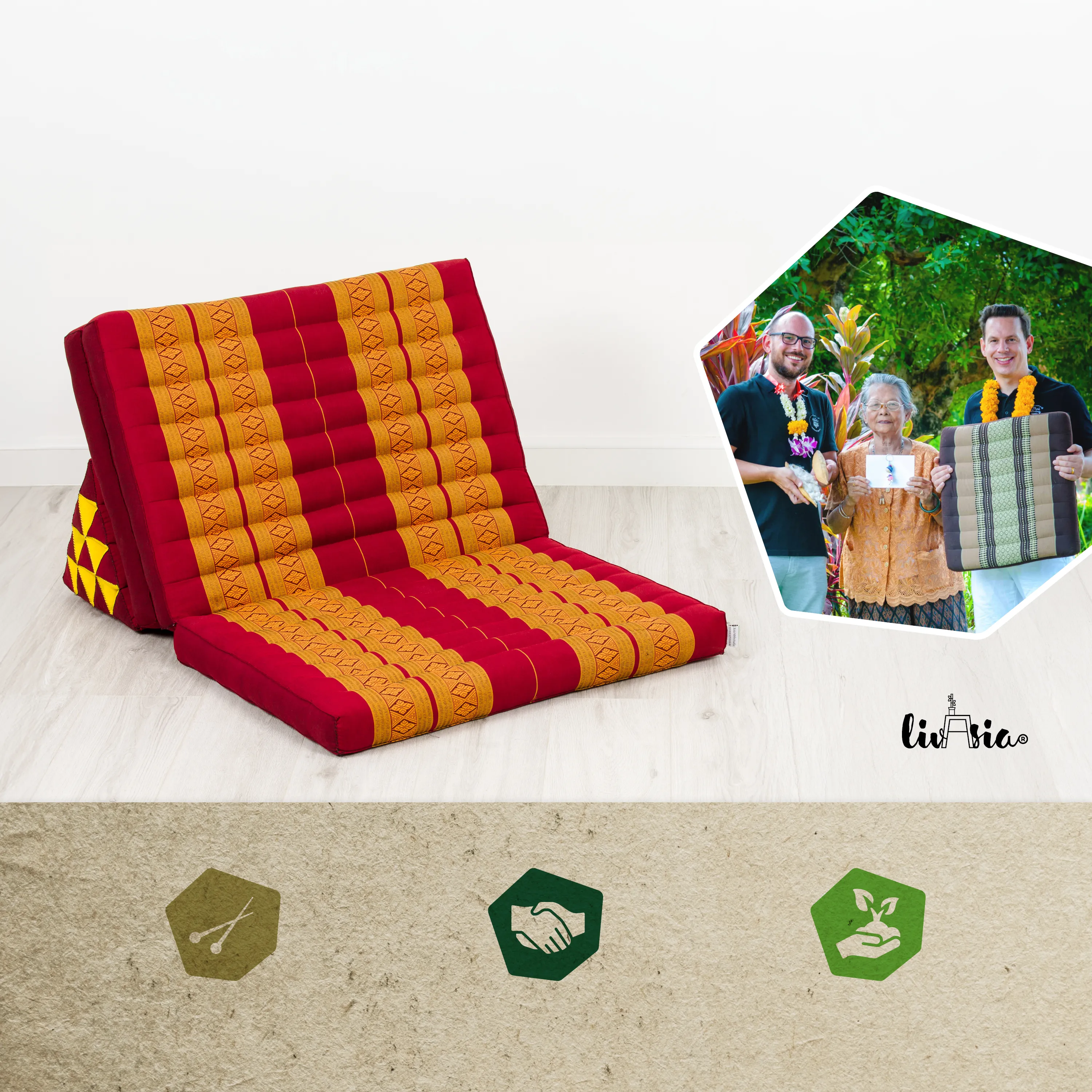 Coussin thaï en kapok largeur XXL