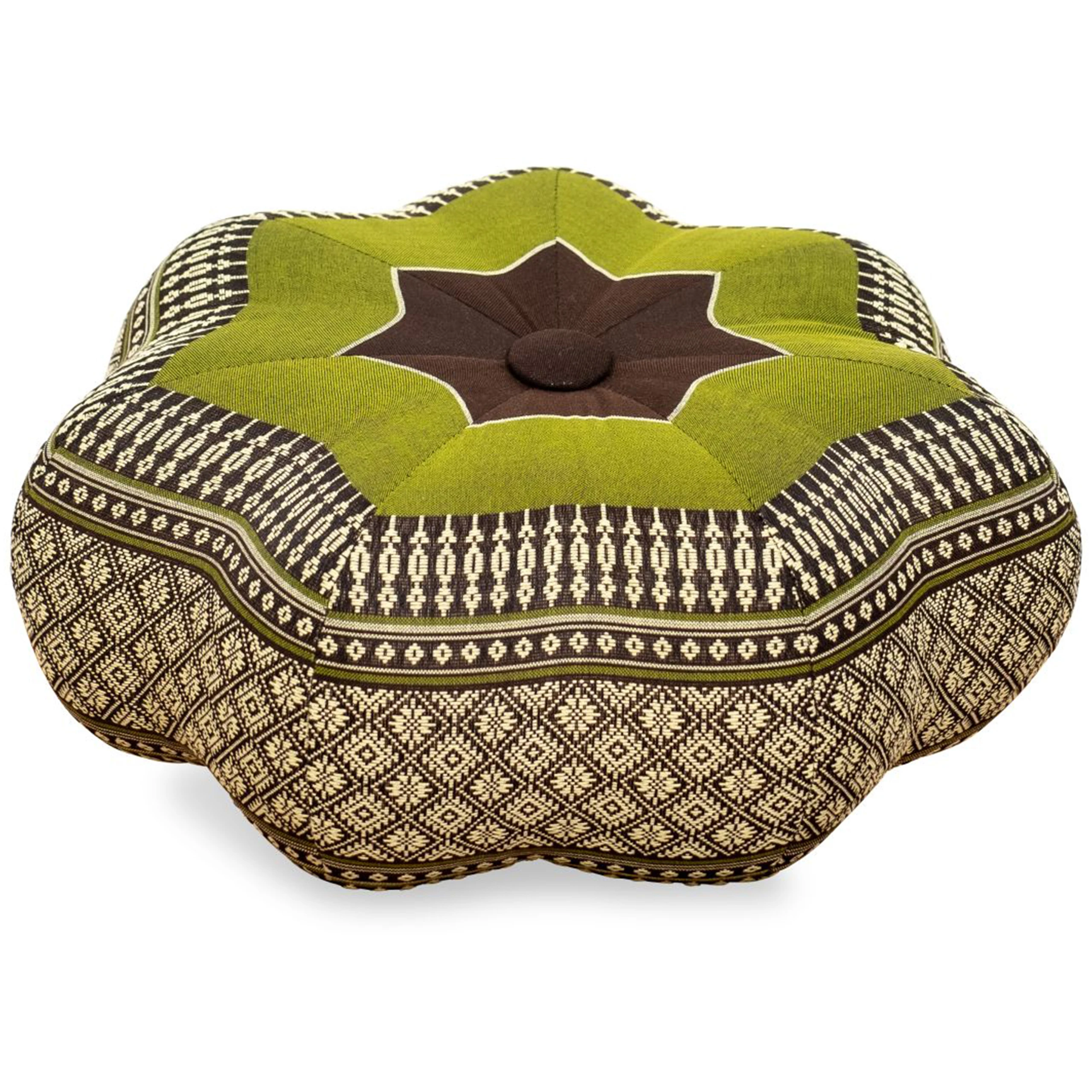 Zafu-kleiner-Stern-braun-gruen-1_frei Zafu étoile petite taille en kapok