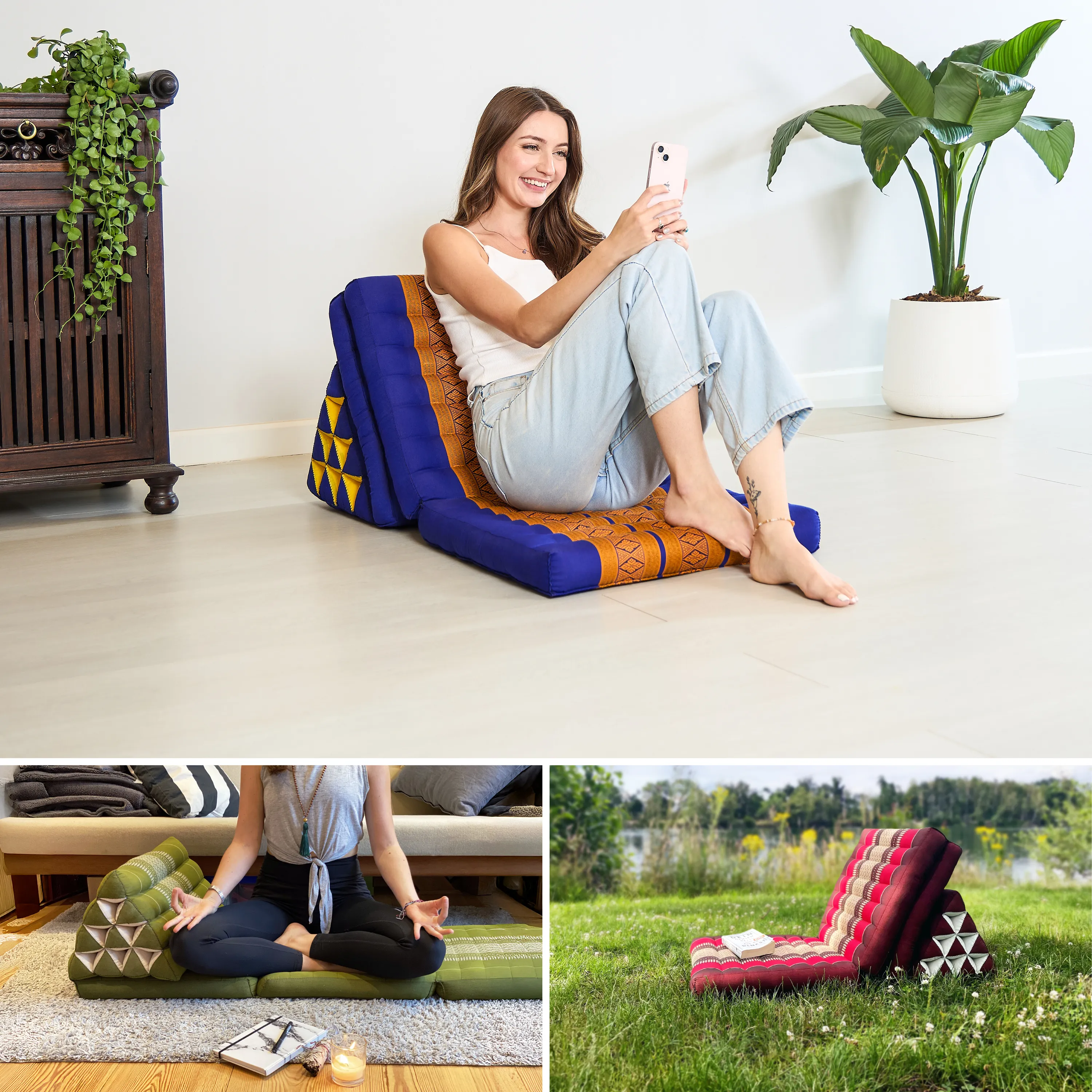 Coussin thaï avec matelas 3 parties en kapok, Classic