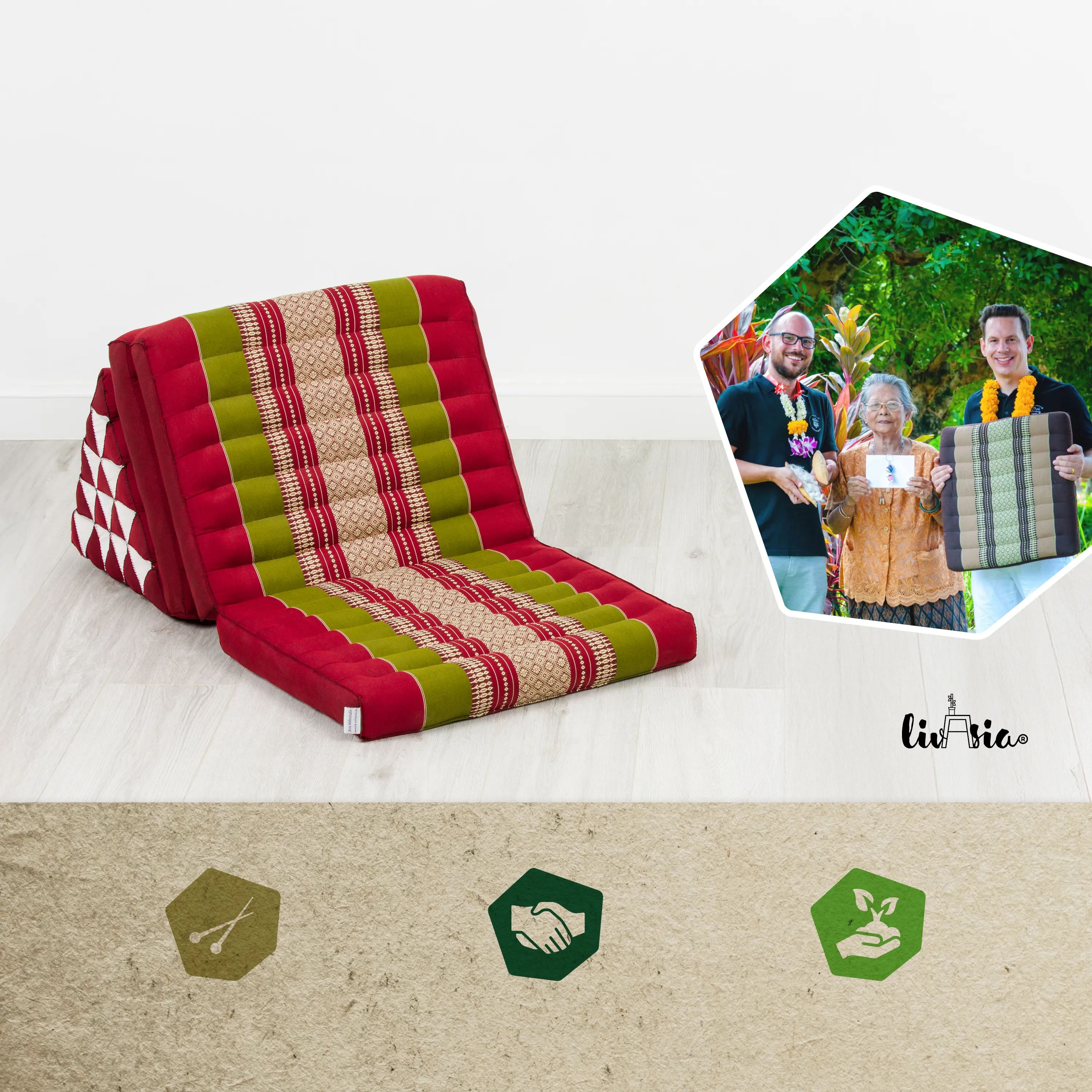 Coussin thaï en kapok hauteur XXL
