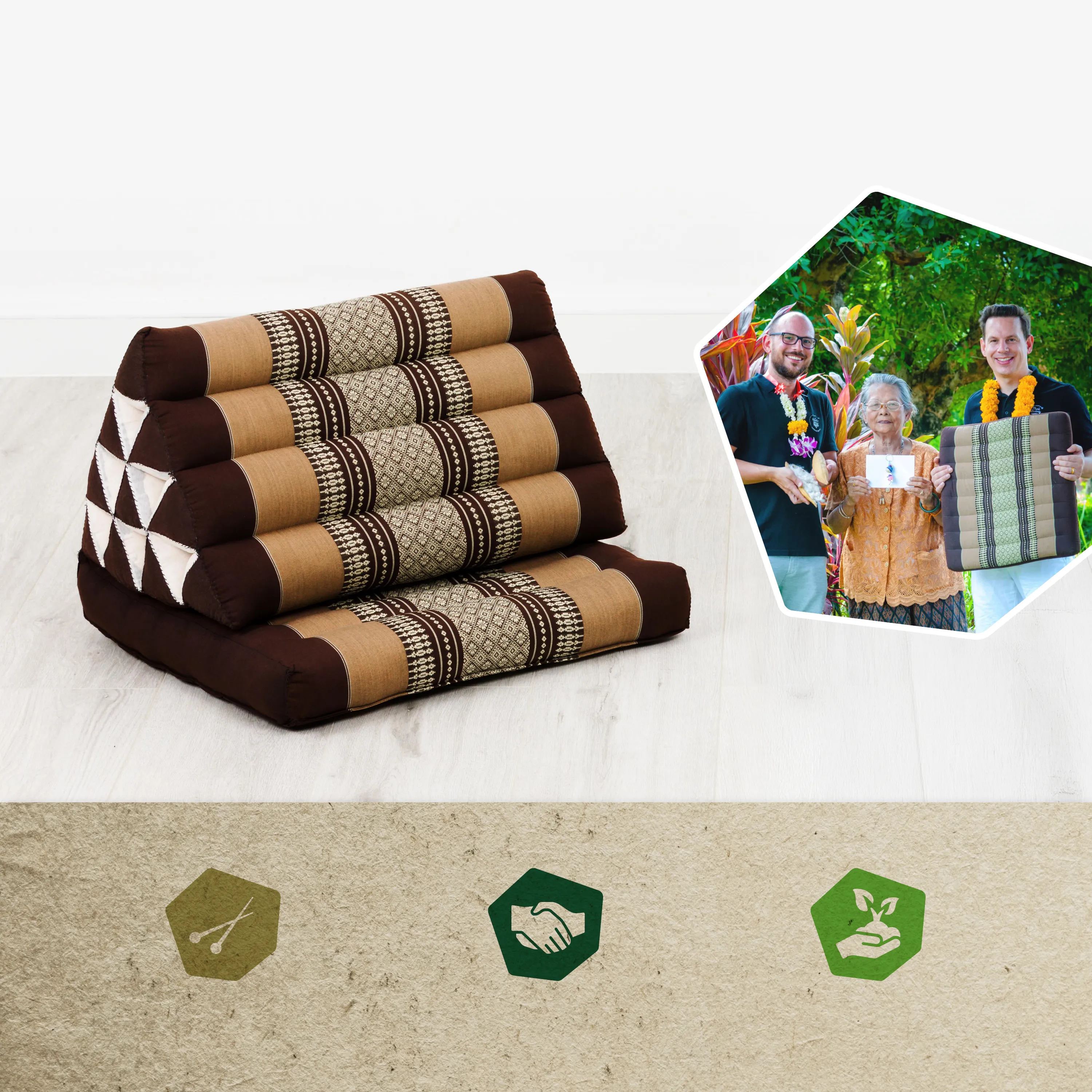 Coussin thaï avec matelas 1 partie en kapok