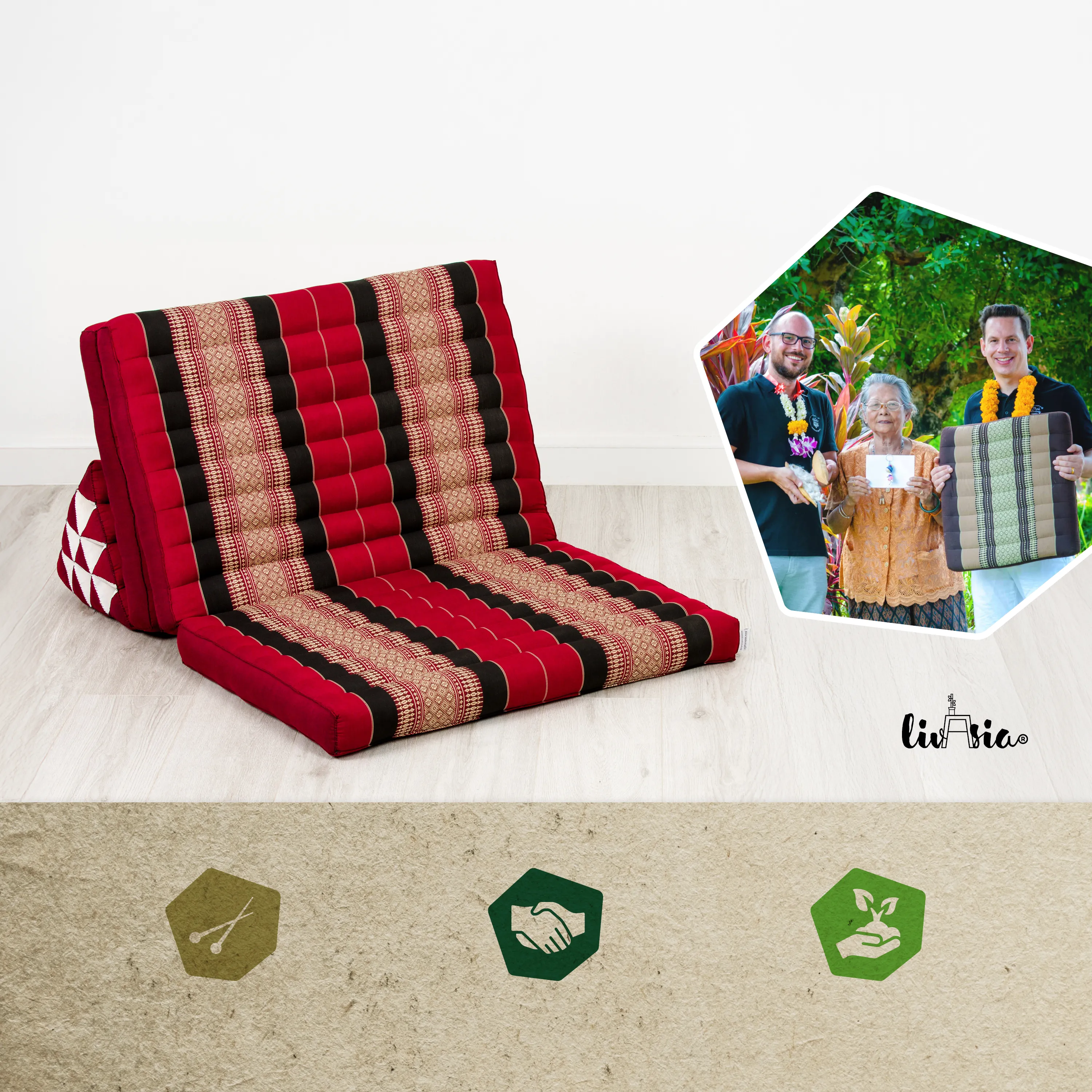 Coussin thaï en kapok largeur XXL