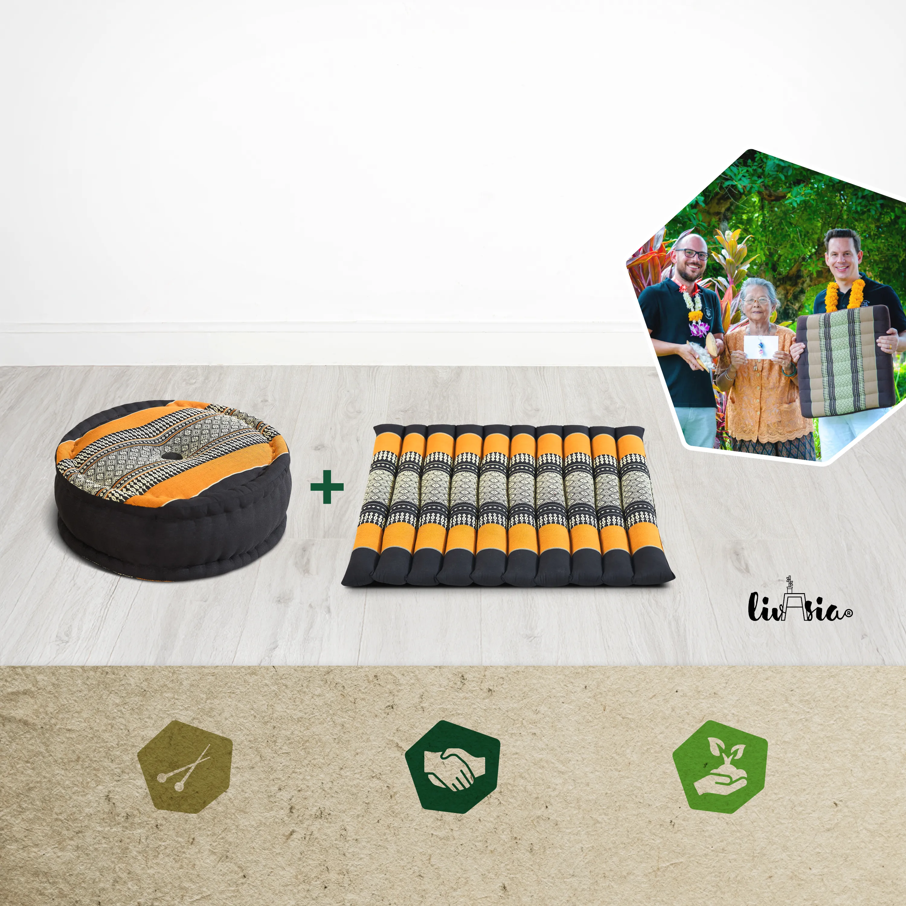 Set de coussins de méditation en kapok L