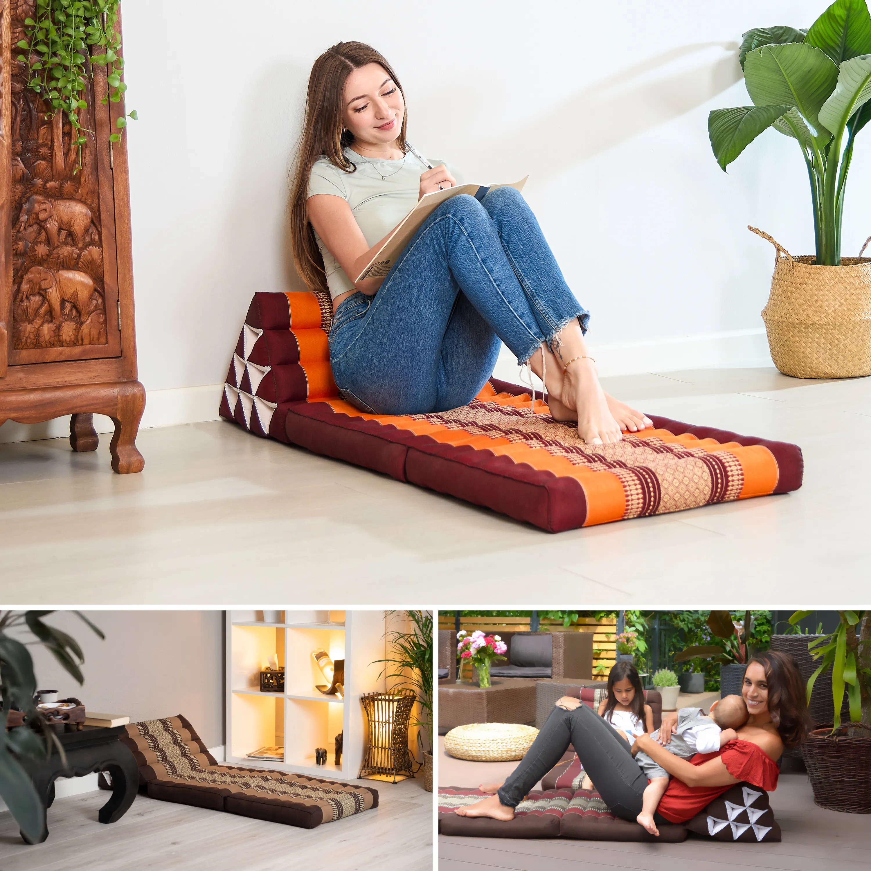 Coussin thaï avec matelas 2 parties en kapok